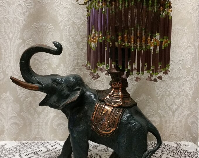 Bronze Elephant Lamp With Restored Original Shade Ca Etsy