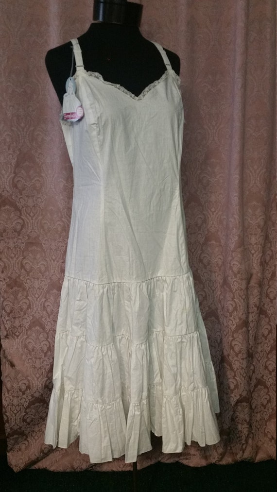 SALE White Polished Cotton Lingerie Full Slip Ca 1