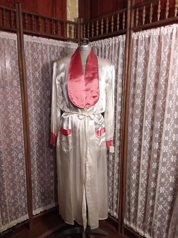 Ca. 1960's Cream Satin Robe