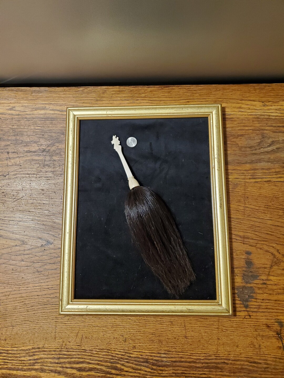 Victorian Horse Hair Fly Swatter, Hand Carved Bone Handle W/profile