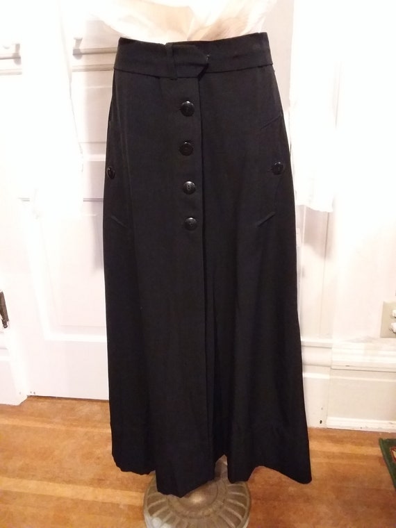 Ca 1920's Edwardian Black Wool Skirt, Great Detail