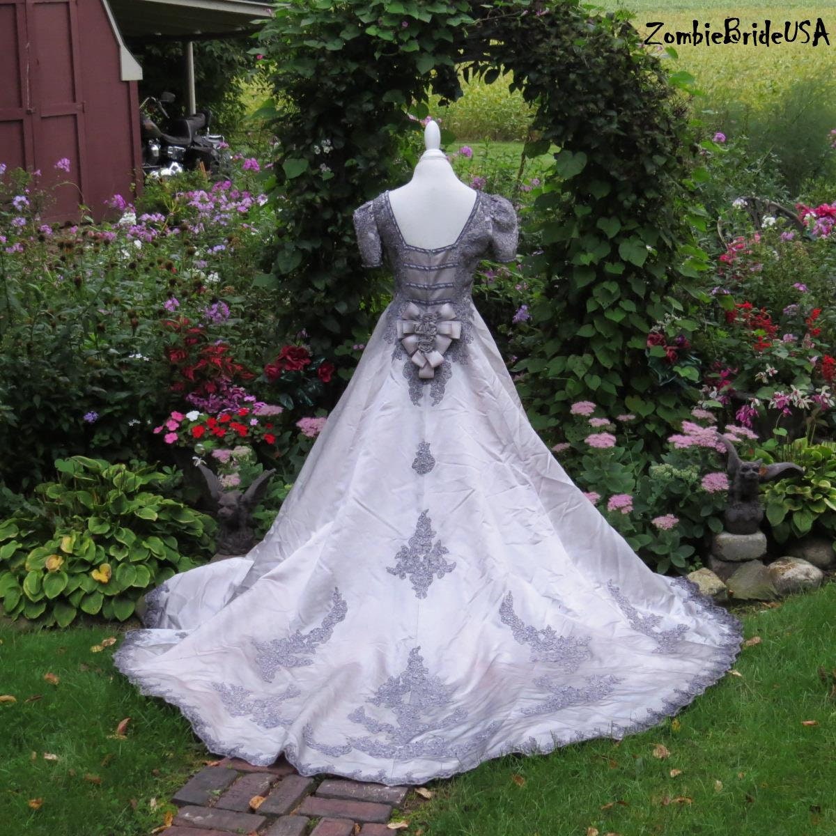 Gothic Bridal Gown Very Light Gray With Black Halloween Etsy