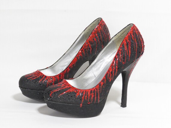 Bloody Halloween Heels Blood Drenched Bride Shoes Blackish Etsy