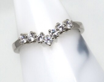 Silver & Swarovski CZ Wishbone Ring - Chevron Ring - Engagement Ring - Promise Ring - Gift For Her