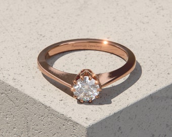 0.50 Karat Diamant 9 Karat Roségoldring GIA zertifiziert - Solitär-Verlobungsring - Geschenk für Sie