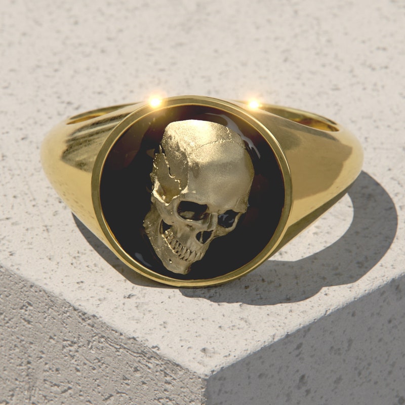 Skull Ring Gold Etsy