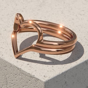 2 Part Rings Solid 9ct Rose Gold Open Heart Stacker Ring Two-part Ring Frame Ring ...