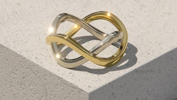 Solid 9ct Gold and White Gold Infinity Ring Anniversary Gift Gift