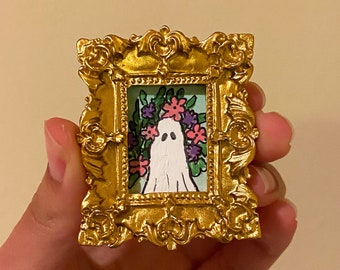 Hand-painted floral ghost mini magnet