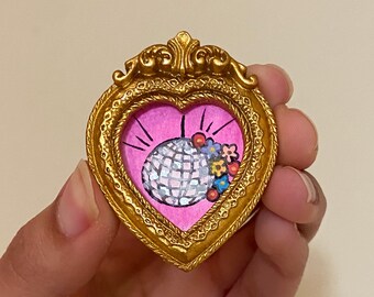 Hand-painted floral disco ball mini magnet
