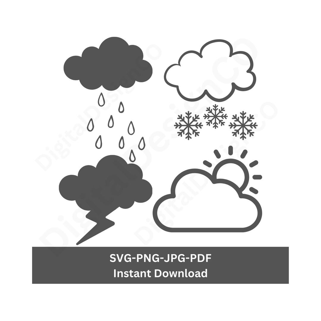 Clouds | Weather | Digital Download | SVG | PNG | JPG | Digital Design ...