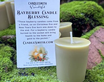 Vela votiva de murta autêntica, feita à mão com cera de murta verdadeira: Natal, tradições festivas, bênçãos, abundância, prosperidade, dinheiro.