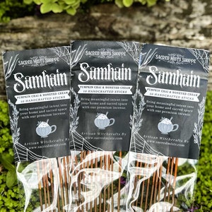 Samhain Incense Sticks Pumpkin Chai & Honeyed Cream Handmade Honoring Ancestors, Removing Boundaries, Halloween, Wicca, Witch New Year