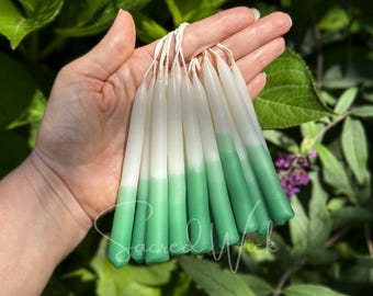 GELD Zauberkerzen BIENENWACHS Paar Hand getauchte Mini Kerzen für Wohlstand, Geld Zeichnung, Fülle, Reichtum, Geld anziehen, Zauber, Rituale