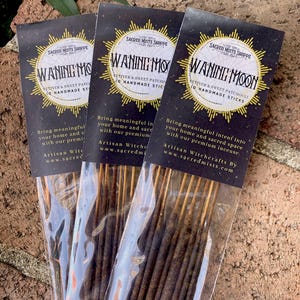 Waning Moon Incense Sticks Vetiver & Sweet Patchouli Handmade for Esbats, Moon Energy, Sacred Space, Ritual, Spells, Wicca, Witchcraft