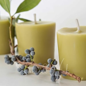 Real Bayberry Votive Candle Handmade with True Bayberry Wax, Beeswax, and Soy for Yule, Christmas, Blessings, Abundance, Prosperity, Money