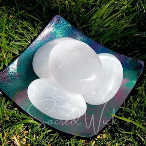 Selenite Palm Stone for Healing, Meditation, Harmony, Cleansing, Angels, Awareness, Clearing Negativity, Crystal Healing, Third-Eye
