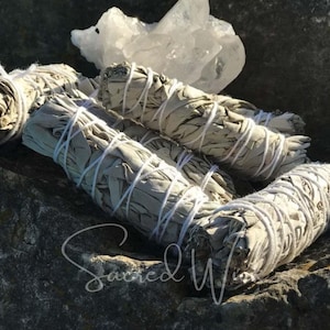 White Sage Smudge Organic Small Stick Smudge Bundle for Home and Energy Clearing, Removing Negativity, Purification, Rituals, and Incense