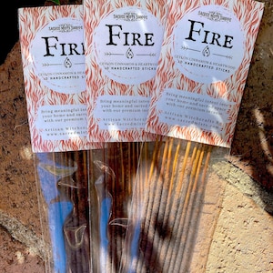 Fire Incense Sticks Ceylon Cinnamon & Heartwood Handmade for Elemental Magick, Meditation, Sacred Space, Ritual, Spells, Wicca, Witchcraft