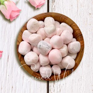 Pink Mangano Calcite Tumbled Crystal Natural Pink Calcite for Compassion, Understanding, Self-Love, Ease Anxiety & Stress, Emotional Healing