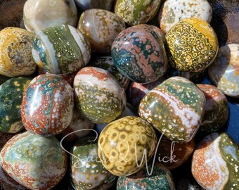 Ocean Jasper Extra Large AA+ Tumbled Stone for Tranquility, Joy, Peace, Balance, Dissolve Negativity, Communication, Compassion, Nurturing