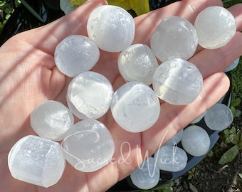 Selenite Satin Spar A+ Cristal Rolado Grande para Harmonia, Meditação, Limpeza, Aumento de Vibração, Carregamento de Cristal, Clareza, Equilíbrio