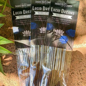 Lucid Dreams Incense Sticks Blue Poppy & Snow Lotus Handmade Floral for Balance, Meditation, Peace, Spirituality, Sacred Space, Ritual