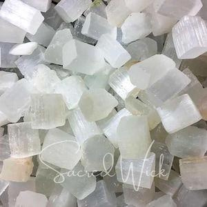 Selenita Satinada, Cristal Natural en Bruto para Limpiar la Negatividad, la Energía Lunar, la Meditación, la Guía Espiritual, la Armonía, la Carga, la Purificación
