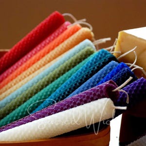 BEESWAX 18 SPELL CANDLES Set - All Colors Hand-rolled for Magick, Ritual, Ceremony, Witch's Altar, Wicca Spells, Healing, Cleansing