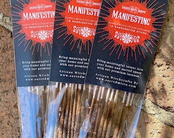 Manifesting Incense Sticks Vanilla Bean & Ceylon Cinnamon Handmade for Ritual, Spells, Attraction, Manifestation, Energy, Wicca, Witchcraft