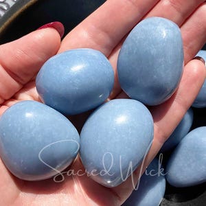 Angelite Large Tumbled Stone for Spirit Guides, Angels, Psychic Awareness, Protection, Astral Travel, Healing Emotional Wounds, Peace