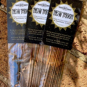 New Moon Incense Sticks Saturn Peach & Vanilla Lily Handmade for Esbats, Moon Energy, Sacred Space, Ritual, Spells, New Beginnings, Wicca