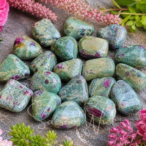 RUBY in FUCHSITE Tumbled Stone for Heart Healing, Emotional Balance, Love, Compassion, Energy Alignment, Transformation, Meditation Crystal