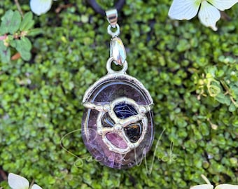 WEIGHT LOSS Support AMETHYST Crystal Pendant Necklace with Sodalite, Tourmaline, & Obsidian for Lose Weight, Heal Addiction, Reduce Cravings