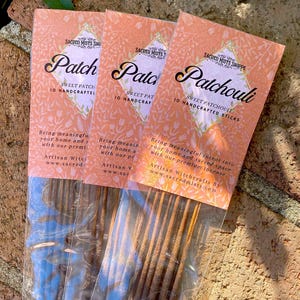 Patchouli Incense Sticks Sweet Patchouli Handmade for Attraction, Raise Energy, Sacred Space, Ritual, Aromatherapy, Puja, Wicca, Witchcraft