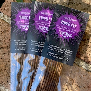 Third Eye Incense Sticks Heliotrope & Dark Attars Handmade for Divination, Psychic Clarity, Meditation, Ritual, Spells, Wicca, Witchcraft