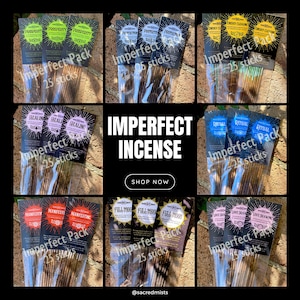 Imperfect Incense Handmade Sticks 25 Per Pack Limited Stock Scents Simply Trim & Burn for Ritual, Meditation, Altar, and Home Fragrance