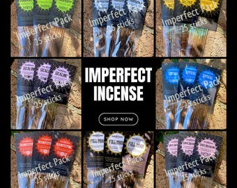 Imperfect Incense Handmade Sticks 25 Per Pack Limited Stock Scents Simply Trim & Burn for Ritual, Meditation, Altar, and Home Fragrance