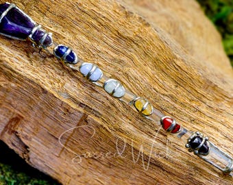 Chakra Balancing Crystal Magick Wand for Energy Direction, Chakra Energy, Clearing, Chakra Alignment, Altar Wand, Crystal Wand, Altar Tool