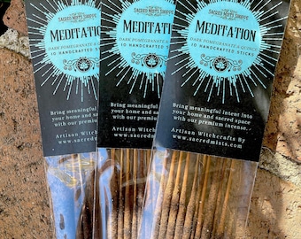 Meditation Incense Sticks Dark Pomegranate & Quince Handmade for Tranquility, Ritual, Spells, Sacred Space, Relaxation, Wicca, Witchcraft