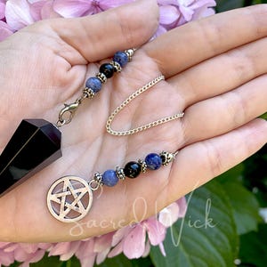 Black Obsidian and Pentacle Hexagonal Pendulum for Divination, Protection, Psychic Readings, Decision Making, Finding Lost Items, Intuition