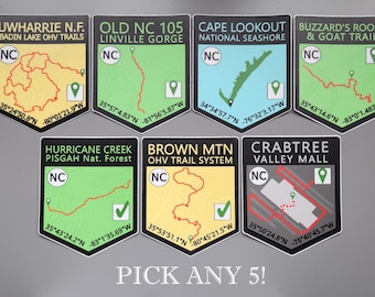 North Carolina Off-road Trails Sticker 5-Pack