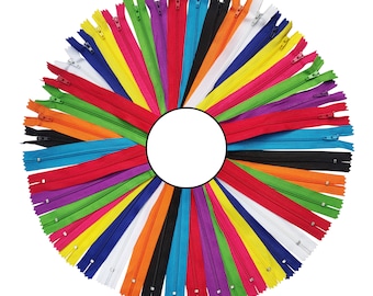KGS Nylon Zipper for Sewing Crafts | Assorted 10 Unique Colored Zippers #3  | Rainbow Edition | 10 Zippers/Pack