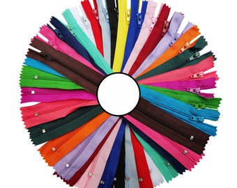 KGS Nylon Zipper for Sewing Crafts | Assorted 20 Colored Zippers #3  | 100 Zippers/Pack