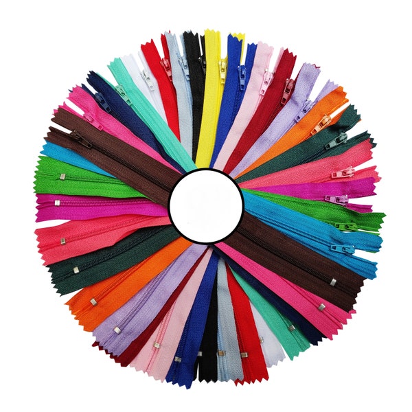 KGS Nylon Zipper for Sewing Crafts | Assorted 20 Unique Colored Zippers #3  | 20 Zippers/Pack