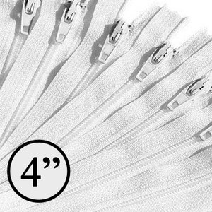 KGS 4 Inch Nylon Zipper for Sewing Crafts #3 | 20 Zippers/Pack