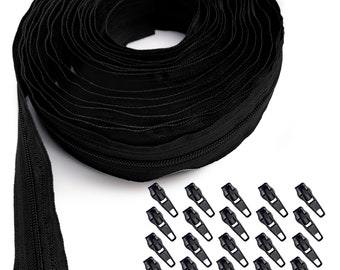 KGS Zipper by Yard | Nylon Zipper Roll | 4 Yard and 20 Zipper pulls