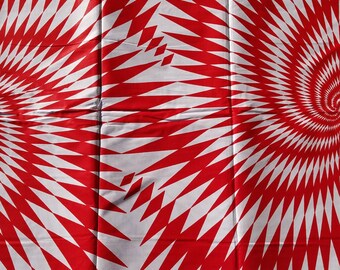 White and Red African Fabric; Ankara Fabric; African Clothing; African Fabric in yard; Headwrap;Ankara Fabric in yards; Fabricbytheyard