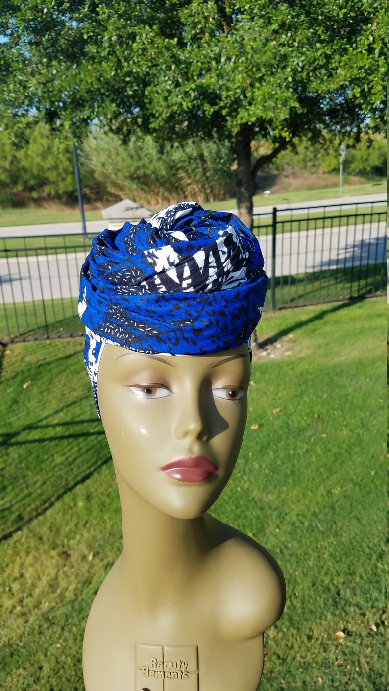 Blue And White Headwrap;African Headwrap; African Clothing; African Fabric