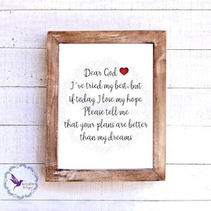 PCOS, Hope, Inspirational, Dear God, Pray, IVF, infertility, Printable Wall Art, digital download